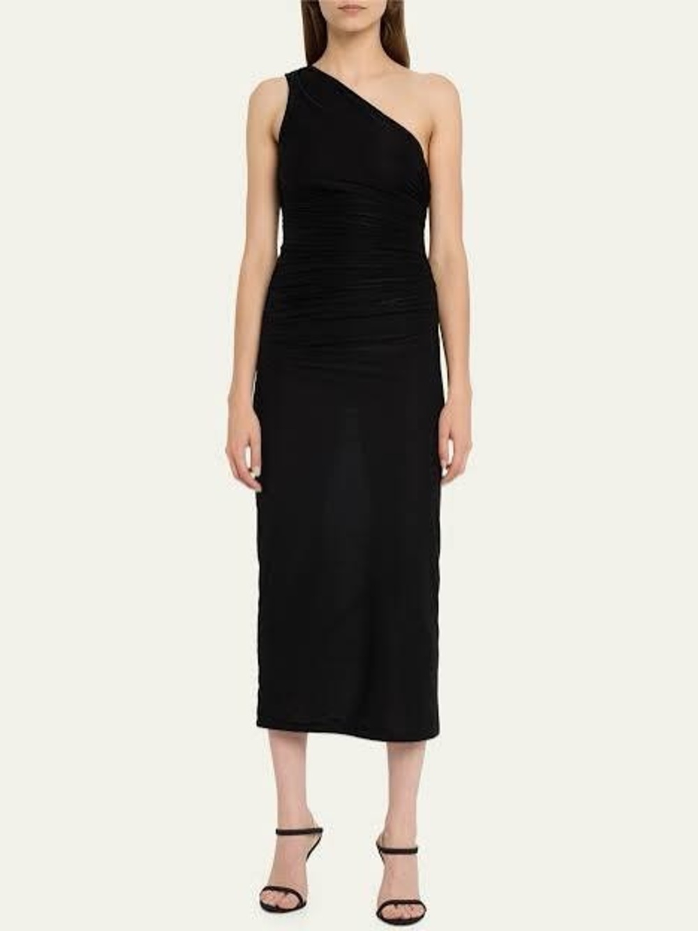 JASON WU Ruched One-Shoulder Sheath Midi Dress